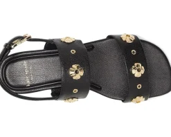 Kate Spade New York Spade Flower Stud Pebbled Leather Flat Sandals Women's
