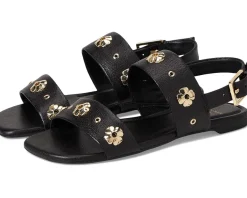 Kate Spade New York Spade Flower Stud Pebbled Leather Flat Sandals Women's