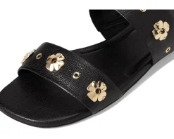 Kate Spade New York Spade Flower Stud Pebbled Leather Flat Sandals Women's