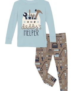 Kickee Pants Kids Long Sleeve Graphic Tee Pajama Set (Toddler/Little Kid/Big Kid)