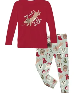 Kickee Pants Kids Long Sleeve Graphic Tee Pajama Set (Toddler/Little Kid/Big Kid)