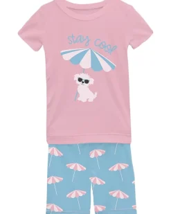 Kickee Pants Kids Short Sleeve Graphic Tee Pajama Set with Shorts (Toddler/Little Kid/Big Kid)