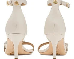 Lauren Ralph Lauren Allie Mid-Heel Floral-Trim Nappa Sandals Women's