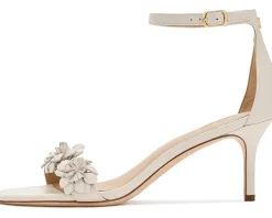 Lauren Ralph Lauren Allie Mid-Heel Floral-Trim Nappa Sandals Women's
