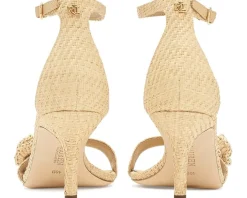 Lauren Ralph Lauren Allie Mid-Heel Floral-Trim Raffia Sandals Women's