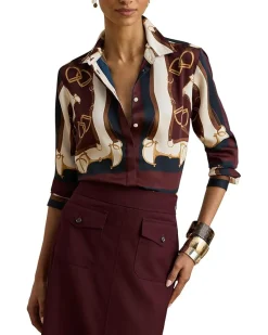 Lauren Ralph Lauren Classic Fit Equestrian-Print Twill Shirt Women's