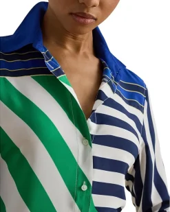 Lauren Ralph Lauren Classic Fit Striped Crepe Shirt Women's