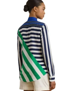 Lauren Ralph Lauren Classic Fit Striped Crepe Shirt Women's