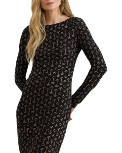 Lauren Ralph Lauren Geo-Print Stretch Jersey Boatneck Dress Women's