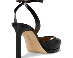Lauren Ralph Lauren Kyla Crocodile-Embossed Leather Sandals Women's
