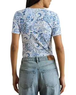Lauren Ralph Lauren Paisley Stretch Cotton Crewneck Tee Women's
