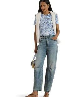 Lauren Ralph Lauren Paisley Stretch Cotton Crewneck Tee Women's