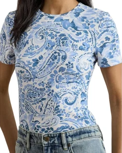 Lauren Ralph Lauren Paisley Stretch Cotton Crewneck Tee Women's