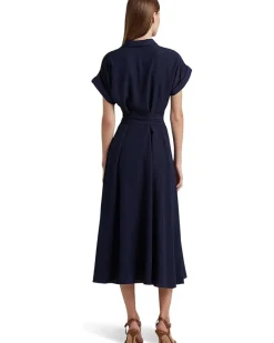 Lauren Ralph Lauren Petite Belted Crepe Dress Women's