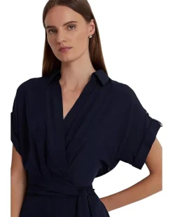 Lauren Ralph Lauren Petite Belted Crepe Dress Women's