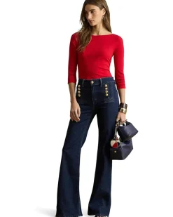 Lauren Ralph Lauren Petite Rib-Knit Cotton-Blend Boatneck Tee Women's