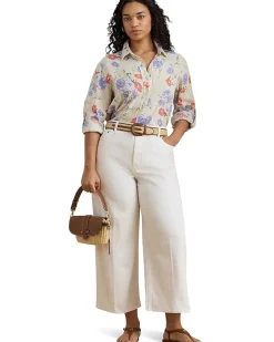 Lauren Ralph Lauren Plus Size Relaxed Fit Floral Linen Shirt Women's