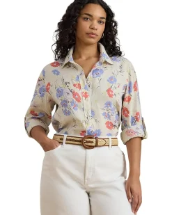 Lauren Ralph Lauren Plus Size Relaxed Fit Floral Linen Shirt Women's