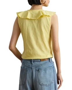 Lauren Ralph Lauren Ruffle-trim Slub Jersey Sleeveless Top Women's