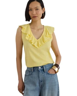 Lauren Ralph Lauren Ruffle-trim Slub Jersey Sleeveless Top Women's
