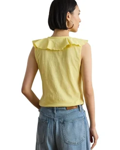 Lauren Ralph Lauren Ruffle-trim Slub Jersey Sleeveless Top Women's