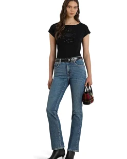 Lauren Ralph Lauren Sequined-Crest Cotton Jersey Tee Women's