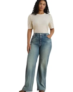 Lauren Ralph Lauren Slub Jersey Puff-Sleeve Top Women's