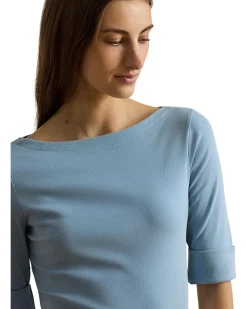 Lauren Ralph Lauren Stretch Cotton Boatneck Top Women's