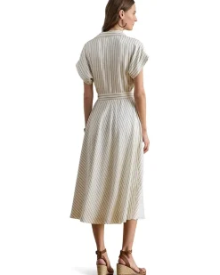 Lauren Ralph Lauren Striped Belted Twill Dress Women's