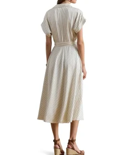 Lauren Ralph Lauren Striped Belted Twill Dress Women's