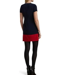 Lauren Ralph Lauren Two-Tone Button-Trim Crepe Shift Dress Women's