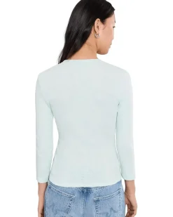 Lilla P Ribbed Slub 3/4 Sleeve Surplice Women's