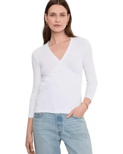 Lilla P Ribbed Slub 3/4 Sleeve Surplice Women's