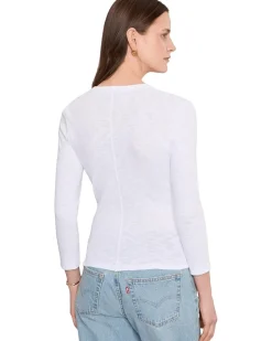 Lilla P Ribbed Slub 3/4 Sleeve Surplice Women's