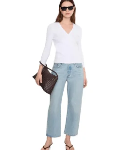 Lilla P Ribbed Slub 3/4 Sleeve Surplice Women's