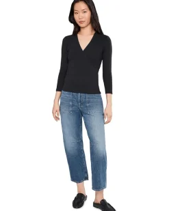 Lilla P Ribbed Slub 3/4 Sleeve Surplice Women's