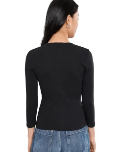 Lilla P Ribbed Slub 3/4 Sleeve Surplice Women's