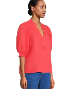 Lilly Pulitzer Mialeigh Elbow Sleeve Linen Top Women's