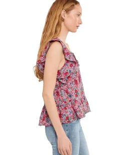 Liverpool Los Angeles Petite Flutter Sleeve Peplum Woven Top with Ties Women's