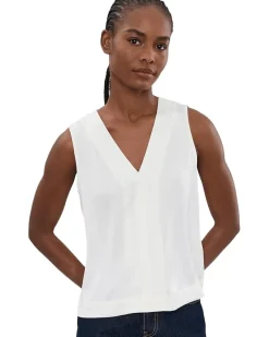 Liverpool Los Angeles Petite Sleeveless V-Neck Woven-To-Knit Top Women's