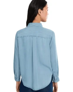 Liverpool Los Angeles Petite Long Sleeve Denim Shirt With Pockets Women's