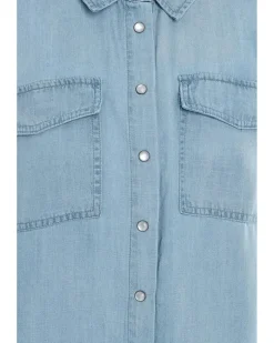 Liverpool Los Angeles Petite Long Sleeve Denim Shirt With Pockets Women's