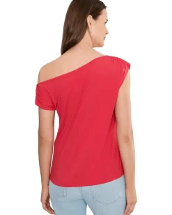 Liverpool Los Angeles Short Sleeve Asymetric Off-Shoulder Knit Top Women's