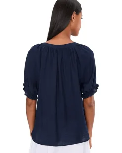 Liverpool Los Angeles Short Sleeve 1/2 Placket Woven Blouse Women's