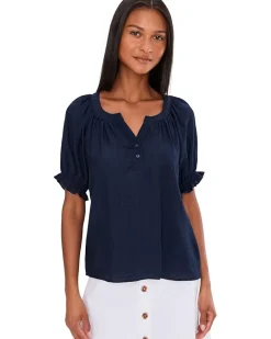 Liverpool Los Angeles Short Sleeve 1/2 Placket Woven Blouse Women's