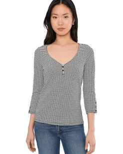 Liverpool Los Angeles 3/4 Sleeve With Buttons Henley Knit Top Women's