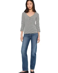 Liverpool Los Angeles 3/4 Sleeve With Buttons Henley Knit Top Women's