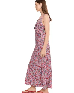 Liverpool Los Angeles Sleeveless Ruffle Front Woven Maxi Dress Women's