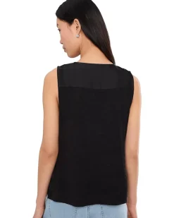 Liverpool Los Angeles Sleeveless V-neck Woven-to-knit Top Women's