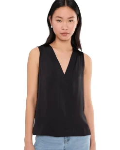 Liverpool Los Angeles Sleeveless V-neck Woven-to-knit Top Women's